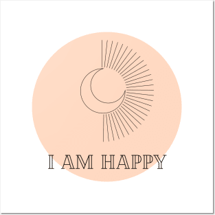 Affirmation Collection - I Am Happy (Orange) Posters and Art